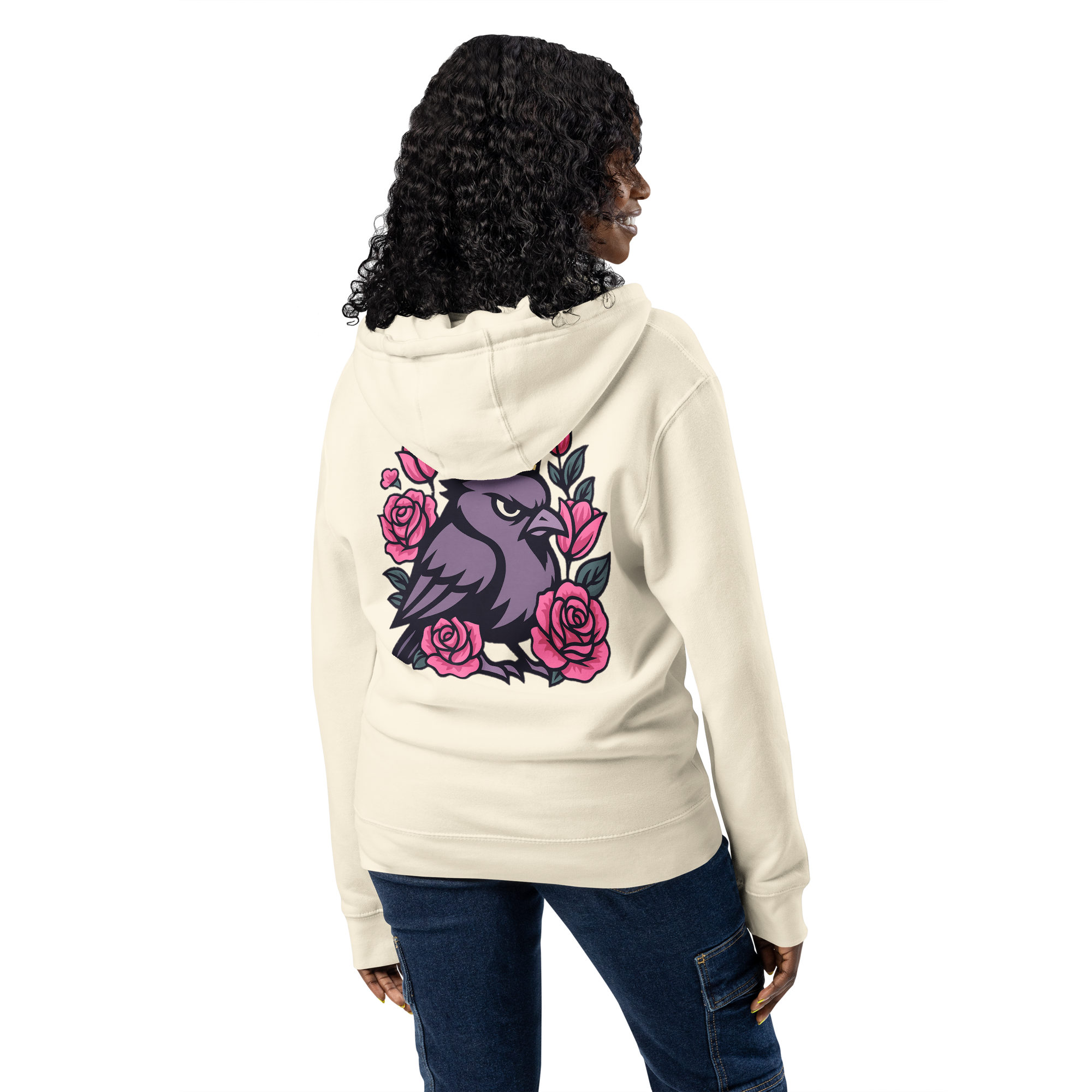 T Byrd Floral Ladies Zip-Up - Cream