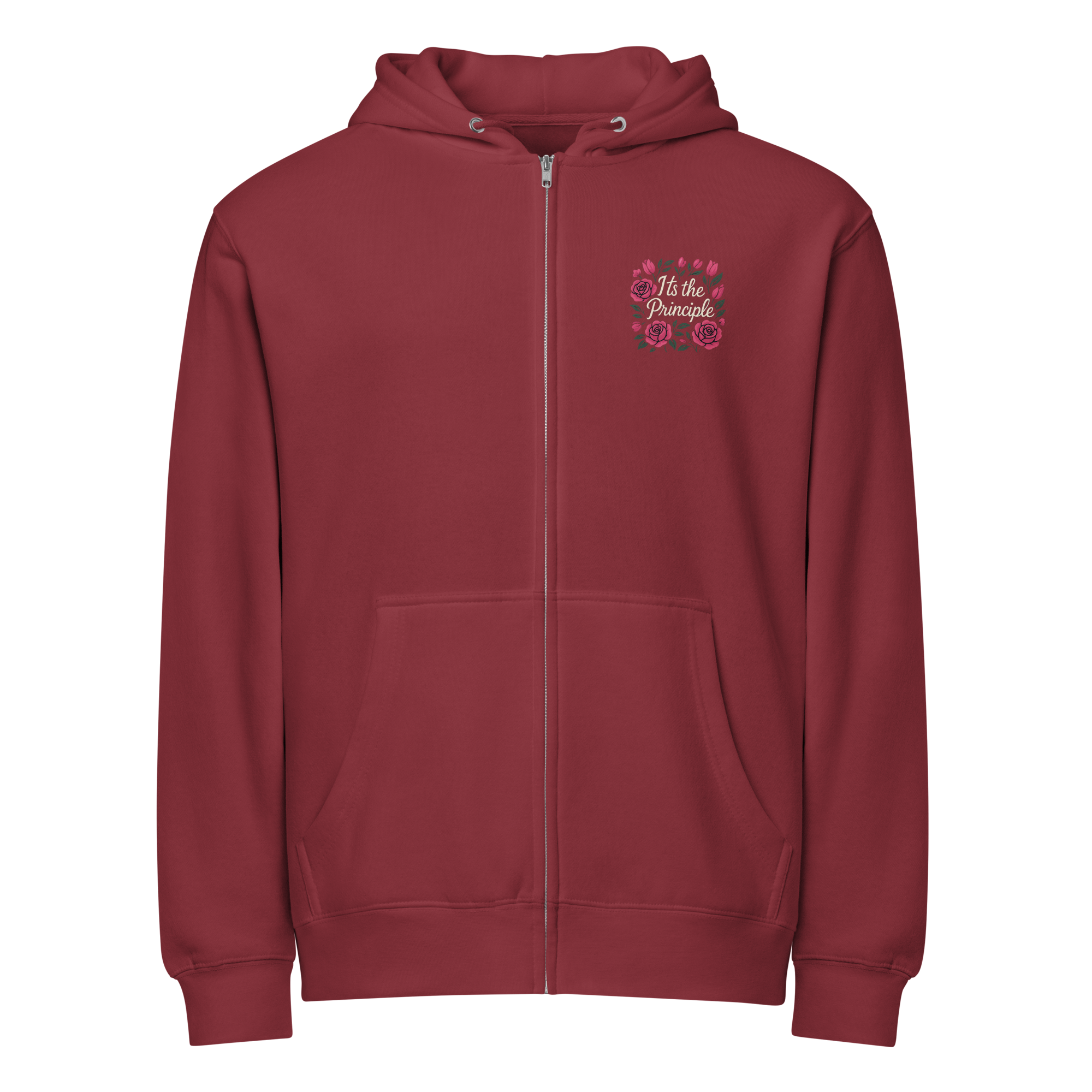 T Byrd Floral Ladies Zip-Up - Burgundy