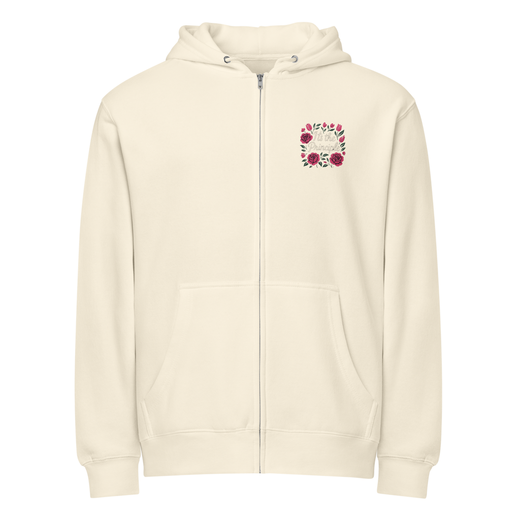 T Byrd Floral Ladies Zip-Up - Cream