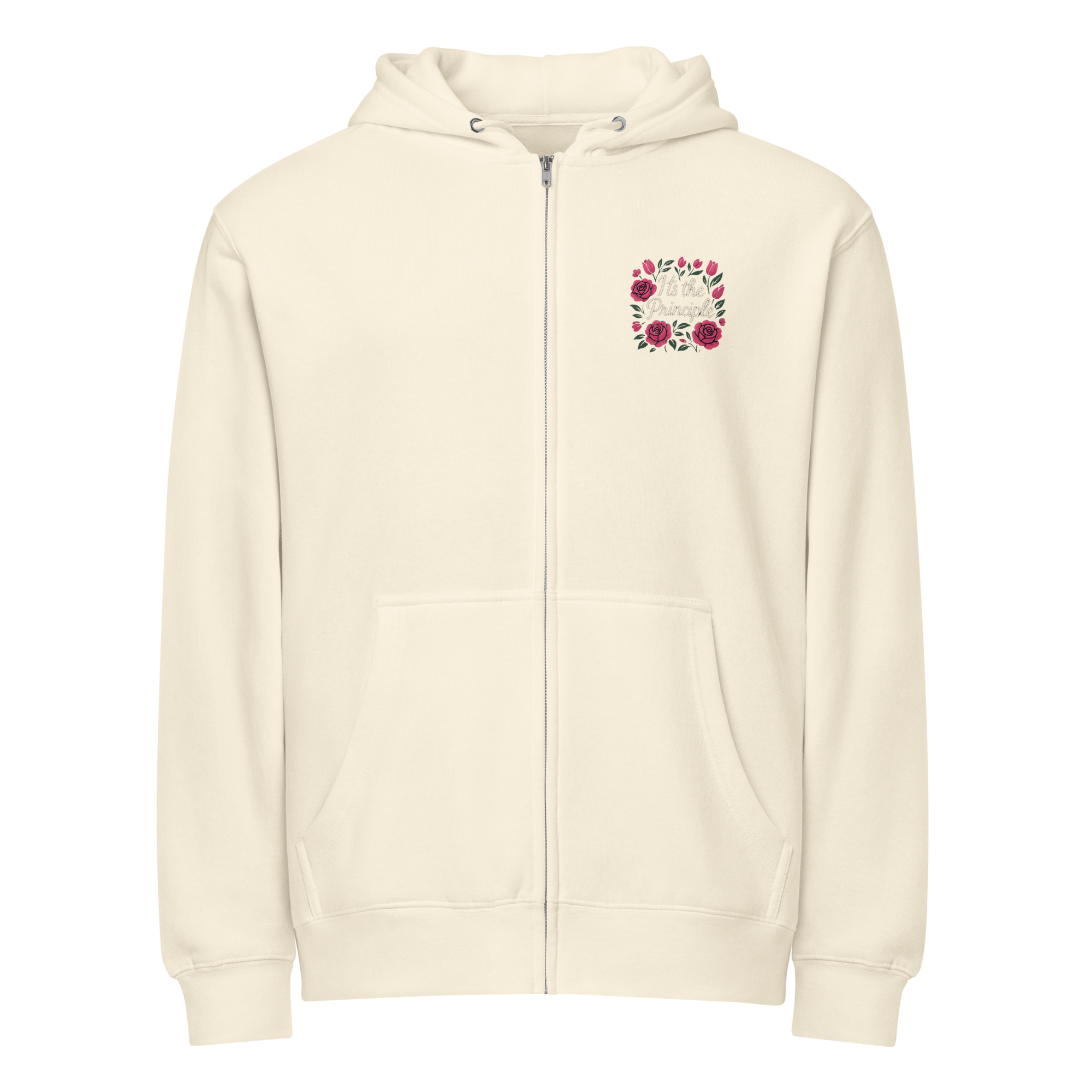 T Byrd Floral Ladies Zip-Up - Cream