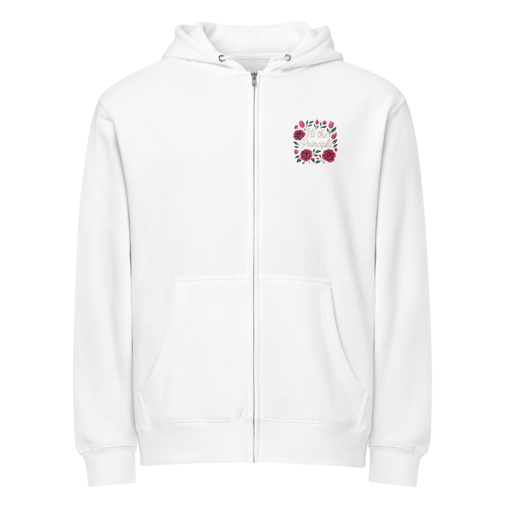 T Byrd Floral Ladies Zip-Up - White