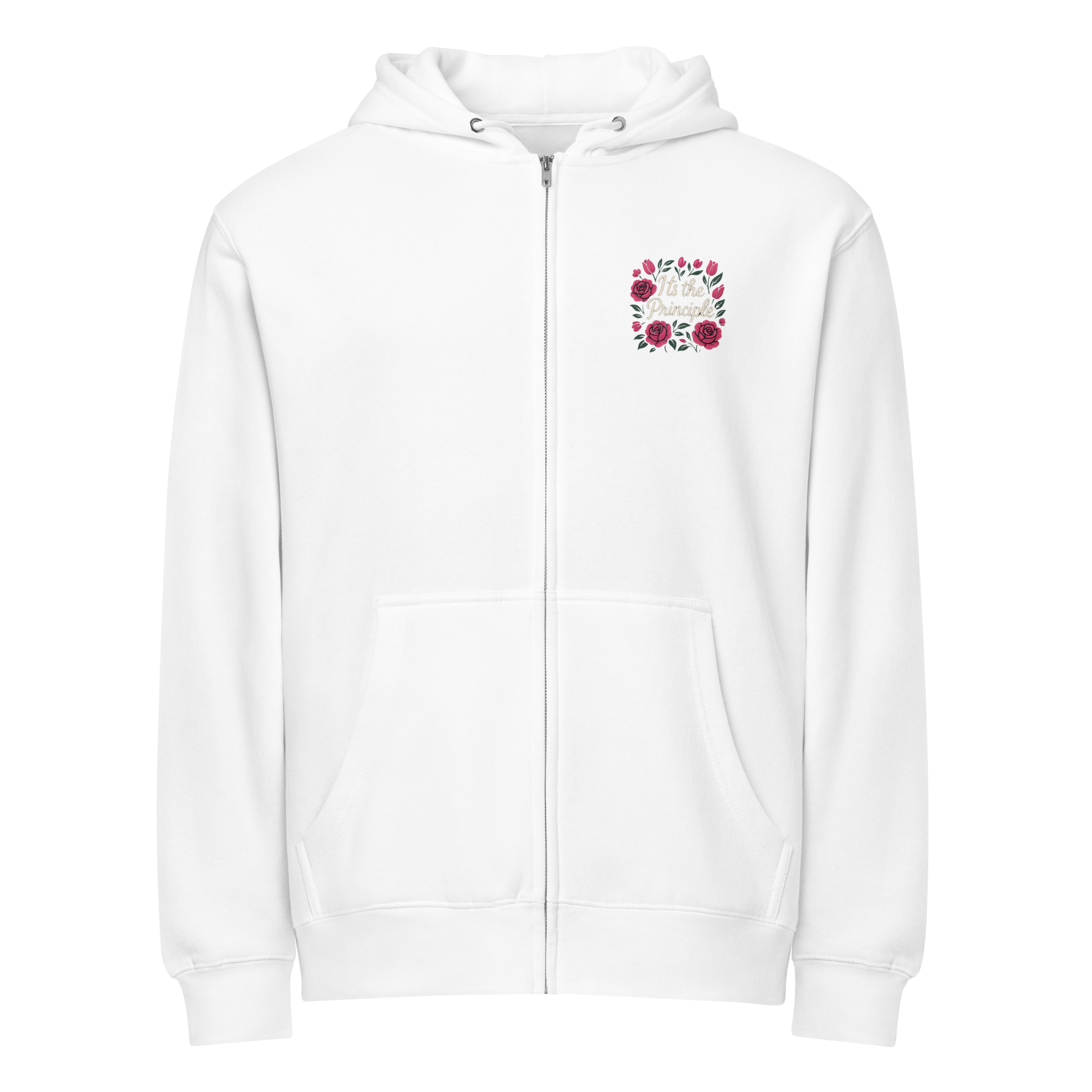 T Byrd Floral Ladies Zip-Up - White